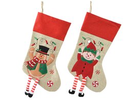 Decoris kerstsok polyester 2ass L.40cm x W.25cm x H.1cm