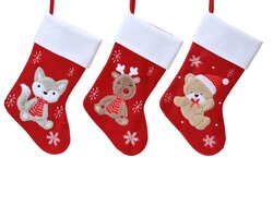 Decoris Kerstsok polyester 3ass L.0.5cm x W.25cm x H.40cm