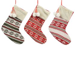 Decoris kerstsok polyester 3ass L.37cm x W.29.5cm x H.4cm