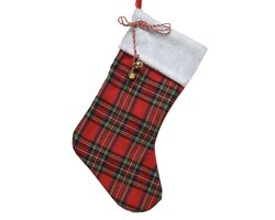 Decoris kerstsok polyester check L.0.5cm x W.23cm x H.40cm