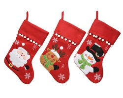 Decoris Kerstsok polyester pompoms 3ass L.40cm x W.25cm x H.1cm - afbeelding 1