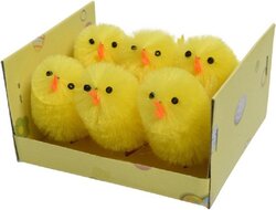 DECORIS Kip chenille l3b2.8h4cm geel 6st