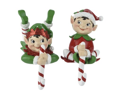 Decoris Kousenhaak polyresin elf 2ass - afbeelding 1