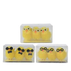 DECORIS Kuiken chenille l3b3h4cm gl a3 3st