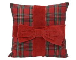Decoris Kussen eg katoen check with bow
