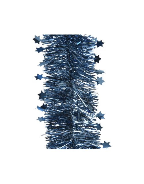 Decoris Lametta guirlande pet shiny star nachtblauw dia9cm x H.270cm