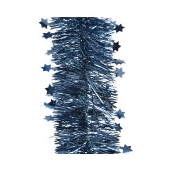 Decoris Lametta guirlande pet shiny star nachtblauw dia9cm x H.270cm