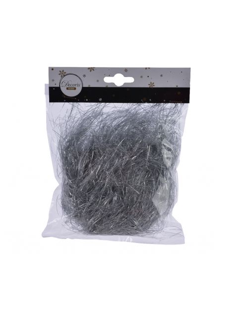 Decoris Haar pvc punched tinsel zilver L.5cm x W.15cm x H.15cm