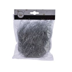 Decoris Haar pvc punched tinsel zilver L.5cm x W.15cm x H.15cm