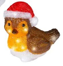 Decoris Led vogel l19b12.50h19.50cm-24l ass/kwit