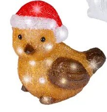 Decoris Led vogel l19b12.50h19.50cm-24l brn/kwit