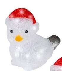 Decoris Led vogel l19b12.50h19.50cm-24l wt/kwit