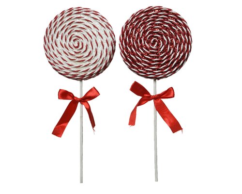 Decoris Lolly foam glitter and ribbon glitter, red satin bow 2col ass