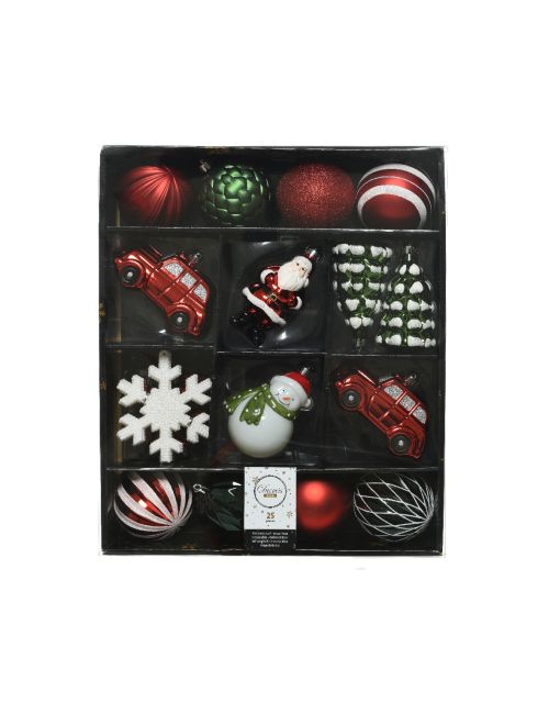 Decoris Mix box kunststof matt - shiny - glitter glitter mix assortie H.8cm
