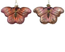DEcoris Orn.glas vlinder l11b2.8h8cm 2 assorti 1 stuk