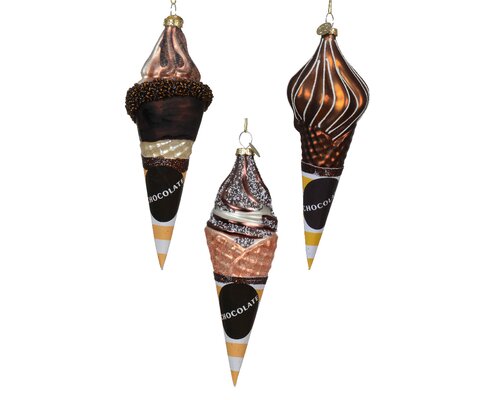 Decoris Orn.gls ijsjes l4.6b4.9h16.4 brn 3 assorti 1 stuk
