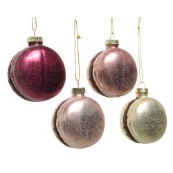 Decoris ornament glas macaron champagne glitter 4kl.ass