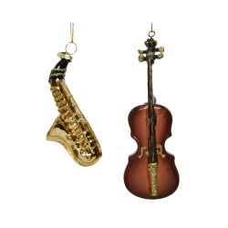 Decoris viool/saxofoon glas glitter 2ass