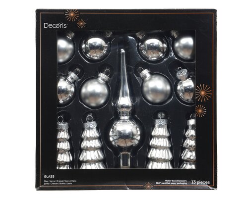 Decoris Ornament glas shiny - matt mix - afbeelding 1