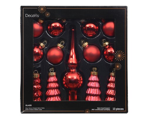 Decoris Ornament glas shiny - matt mix - afbeelding 1
