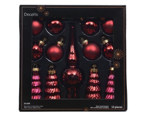 Decoris Ornament glas shiny - matt mix - afbeelding 1