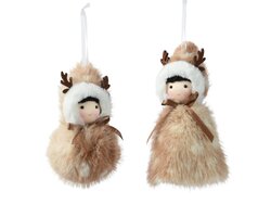 Decoris Ornament polyester ribbon hanger, antler and bow 2ass