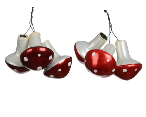Decoris Paddenstoel op draad glas shiny - matt with white dots on top 2col ass - afbeelding 1