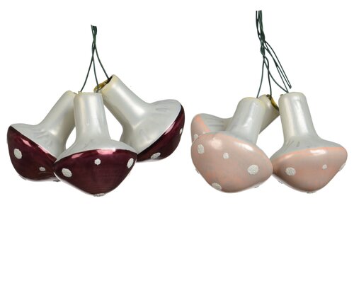 Decoris Paddenstoel op draad glas shiny - matt with white dots on top 2col ass - afbeelding 1