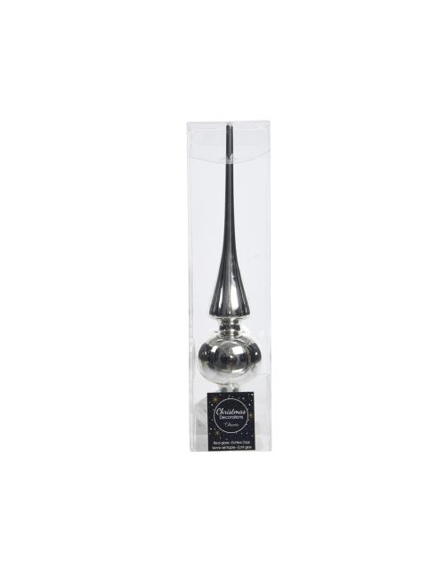 Decoris Piek glas shiny zilver dia6cm x H.26cm