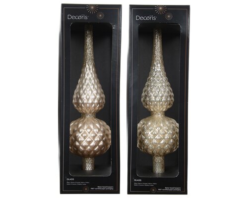 Decoris Piek glas matt with glitter on top and edge 2ass - afbeelding 1