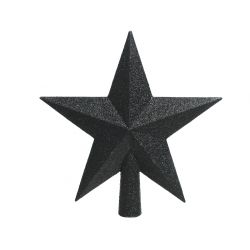 Decoris Piek Plastic Ster Glitter Zwart 4.2x19x19cm