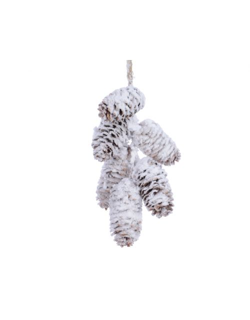 Decoris Hanger Dennenappeler Sneeuw Naturel/Sneeuw 11x18cm