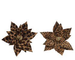 Everlands Poinsettia op clip kunstbont gold glitter center 2col ass