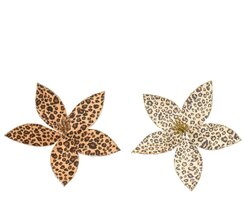 Everlands Poinsettia op clip polyester fluweel glitter tiger and panther print w glitter center and 