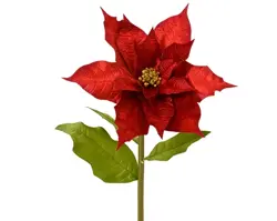Decoris Poinsettia op steel polyester fluweel