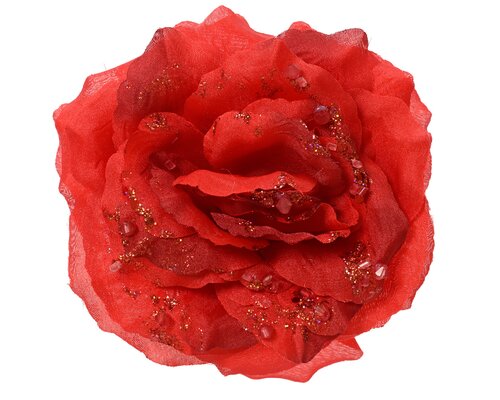 Decoris Roos op clip polyester glitters