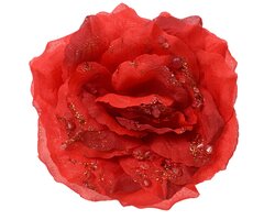 Decoris Roos op clip polyester glitters