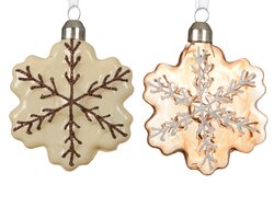 Decoris Sneeuwvlok glas 2col ass - afbeelding 1