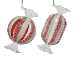 Decoris Snoep glas glitter, clear beads 2ass