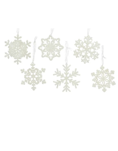 Decoris Sneeuwvlok plastic glitter glitter 6ass