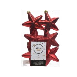 Decoris Ster polystyreen shiny, matt, glitter mix kerstrood L.2cm x W.7.5cm x H.7.5cm