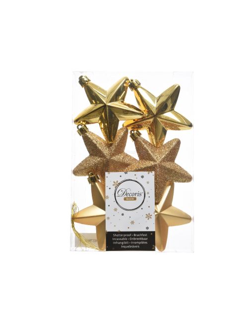 Decoris Ster kunststof mix glanzend mat glitter licht goud
