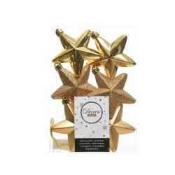 Decoris Ster kunststof mix glanzend mat glitter licht goud
