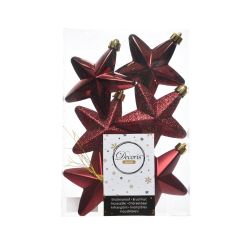 Decoris Ster polystyreen shiny, matt, glitter mix ossenbloed L.2cm x W.7.5cm x H.7.5cm