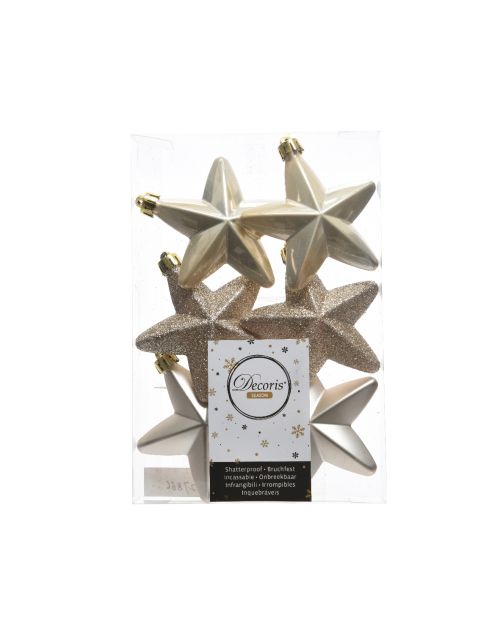 Decoris Ster kunststof mix glanzend mat glitter parel