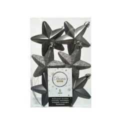 Decoris Ster kunststof mix glanzend mat glitter warm grijs