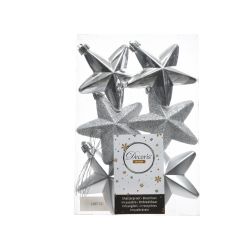 Decoris Ster kunststof mix glanzend mat glitter zilver
