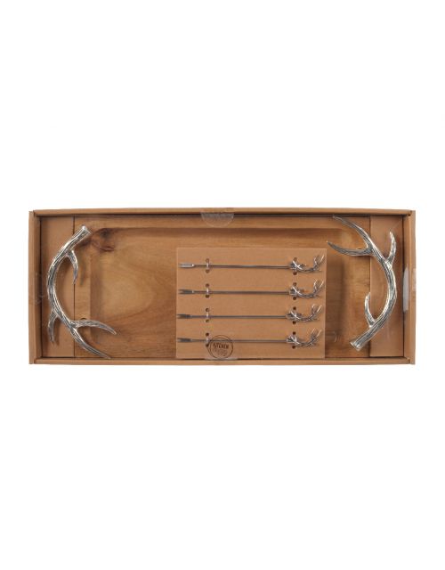 decoris tray 4 tapas picks natural/silver