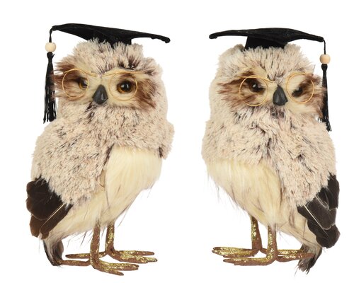 Decoris Uil kunstbont feathers 2ass