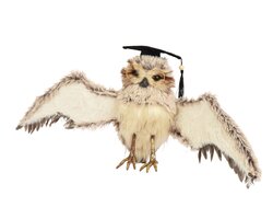 Decoris Uil kunstbont flying with glasses and hat,feathers
